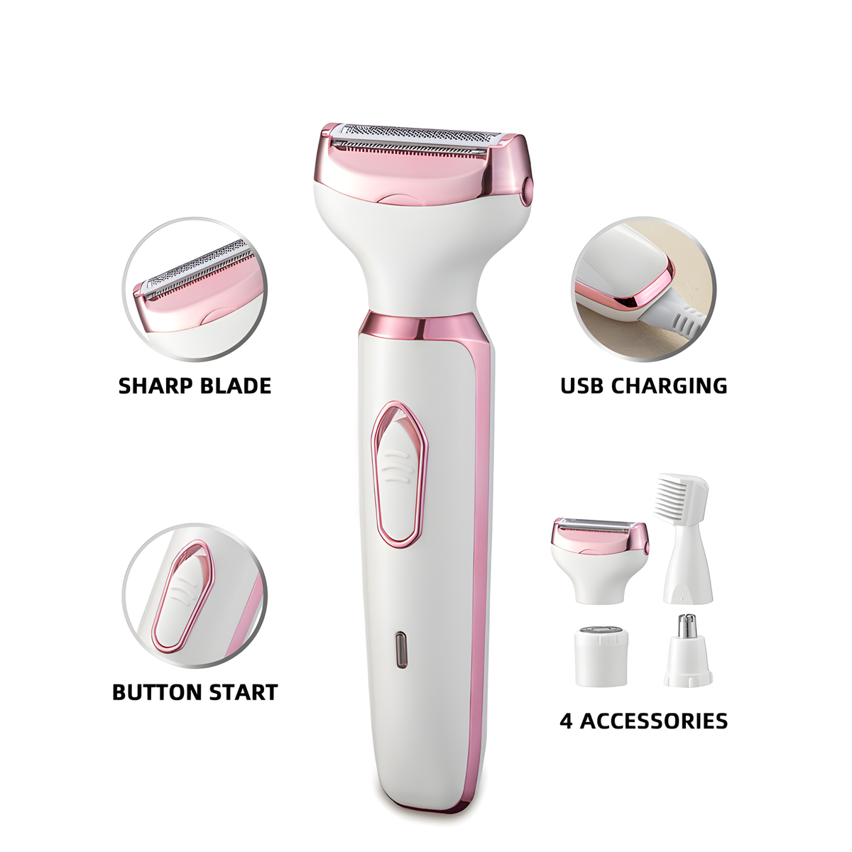 Avelune 4-in-1 shaver feature and accessory overview